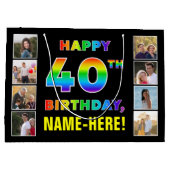 40e verjaardag: Regenboogtekst, aangepaste foto's Groot Cadeauzakje (Achterkant)