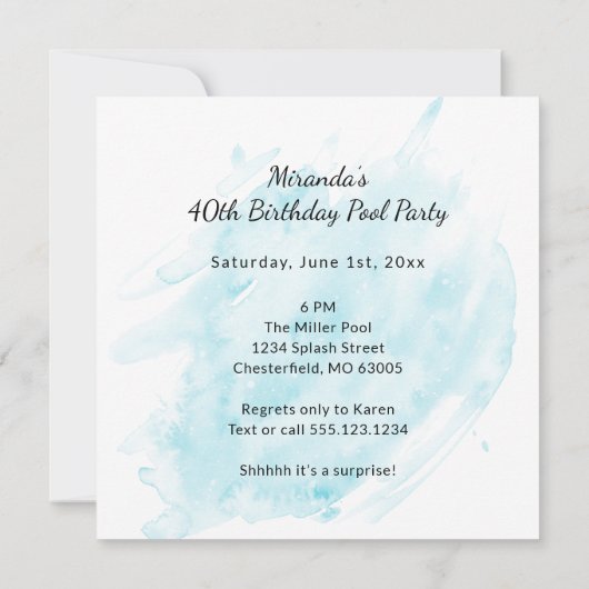 40e verjaardag Retro Pool Party Uitnodiging (Achterkant)