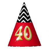 40e verjaardag rood goud zwart wit feesthoedjes (Voorkant)