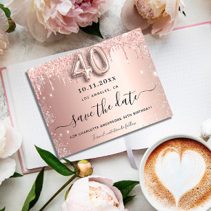 40e verjaardag roos glitters budget save the date flyer