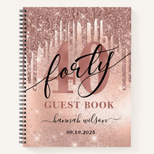 40e verjaardag Roos Gold Glitter & Foil Guest Book Notitieboek