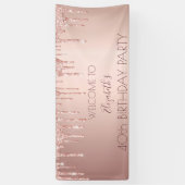 40e verjaardag roos goud glitter drip welkom spandoek (Verticaal)