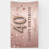 40e verjaardag roos gouden zwarte sterren script spandoek (Verticaal)