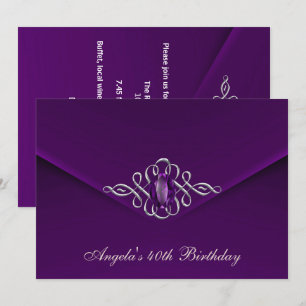 40e verjaardag Royal Silver Plum Velvet Pearl Kaart