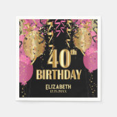 40e verjaardag - roze ballonnen servet (Voorkant)