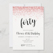 40e verjaardag Roze Glitter Confetti Kaart (Voorkant)