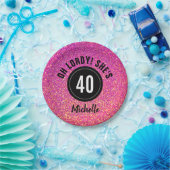 40e verjaardag Roze glitter Sparkle Personalized Papieren Bordje (Feest)