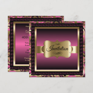 40e verjaardag   Roze metallic en goud Kaart