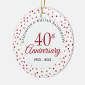 40e verjaardag Ruby Hearts-foto Keramisch Ornament (Links)