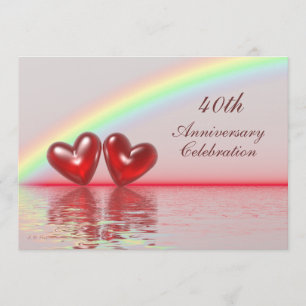 40e verjaardag Ruby Hearts Kaart