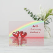 40e verjaardag Ruby Hearts Kaart (Staand voorkant)