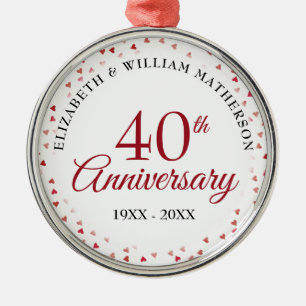 40e verjaardag Ruby Hearts Metalen Ornament