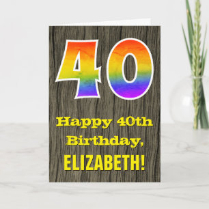 40e verjaardag: Rustieke Faux Wood Look, Regenboog Kaart
