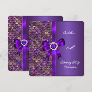 40e verjaardag Sequins Pink Paars Diamond Kaart