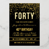 40e verjaardag | Shimmering Gold Confetti Folie Uitnodiging (Voorkant)