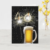 40e Verjaardag Sparklers Met Bier Mok Kaart (Gele Bloem)