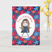 40e verjaardag Stafmeisje en madeliefjes op denim Kaart (Gele Bloem)