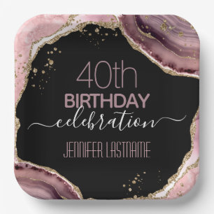 40e verjaardag Stone and Gold Paper Bord
