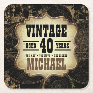 40e Verjaardag Theme Black Party Vierkante Kartonnen Onderzetter