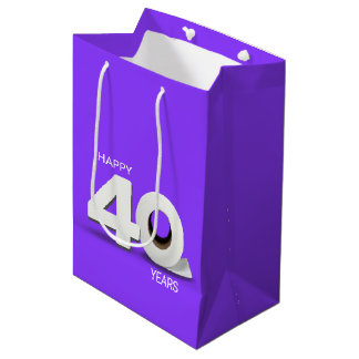 40e verjaardag toiletpapierrol op neonpaars medium cadeauzakje