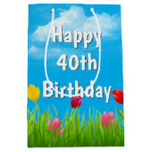 40e verjaardag Tulps Medium Gift Bag Medium Cadeauzakje (Voorkant)