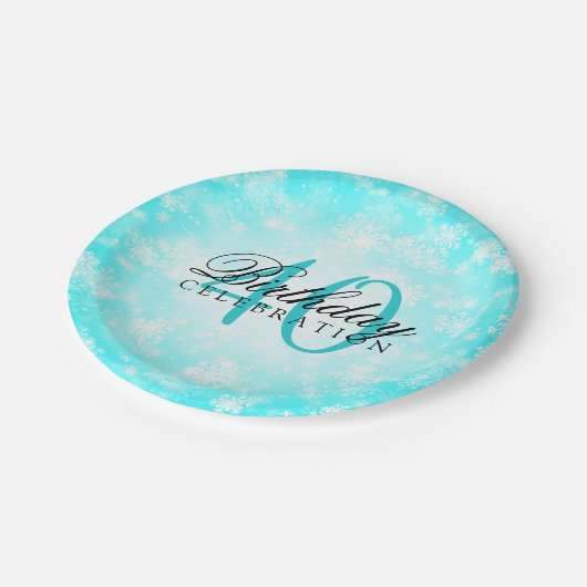 40e verjaardag Turquoise Winter Wonderland Papieren Bordje (Gekanteld)