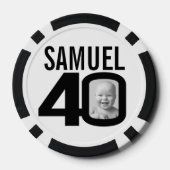 40e verjaardag twee aangepaste foto's zwart-wit poker chips (Achterkant)
