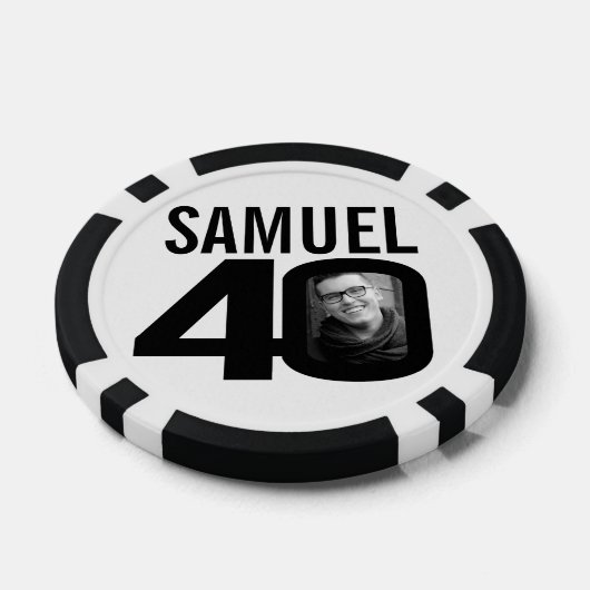 40e verjaardag twee aangepaste foto's zwart-wit poker chips (Enkel)