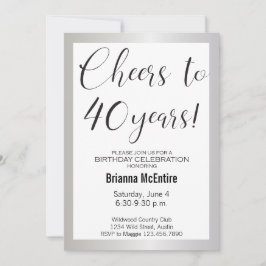 40e verjaardag Uitnodiging Silver Black Modern