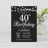 40e verjaardag Uitnodiging zwart-wit (Staand voorkant)