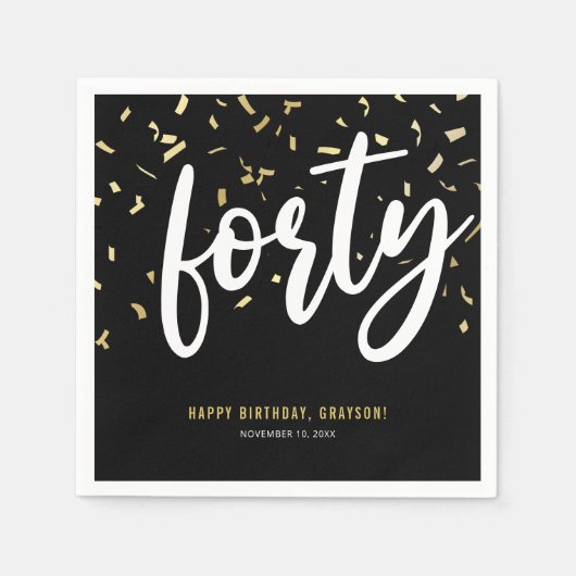 40e verjaardag van 40e zwarte goudfeest servet (Voorkant)