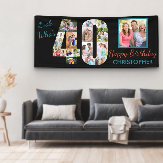 40e verjaardag van de 40e foto-collage spandoek