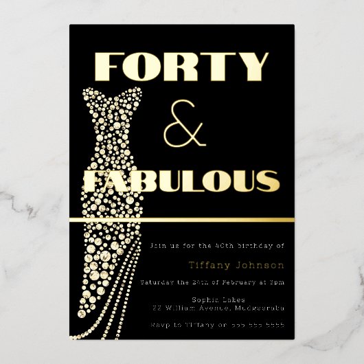 40e verjaardag van de 40e verjaardag van het dres folie uitnodiging (Voorkant)