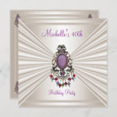 40e verjaardag van de Zijderzijde Mauve Bead Kaart (Voorkant / Achterkant)