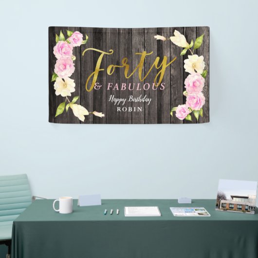40e verjaardag van Floral en Fabulous Rustic Spandoek (Beurs)