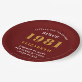 40e verjaardag van Red Gold Lady op persoonlijke t Papieren Bordje (Gekanteld)