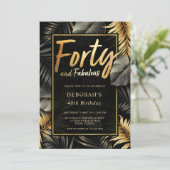 40e verjaardag veertig en Fabulous Black en Gold Kaart (Staand voorkant)