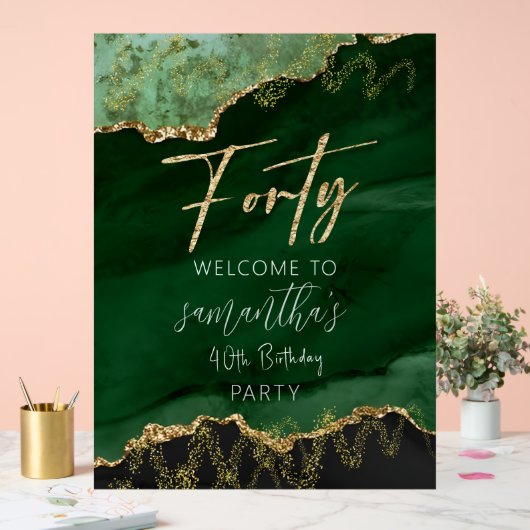 40e verjaardag Veertig smaragdgroen en goud welkom Acryl Bord (Huwelijk)
