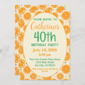 40e Verjaardag, Vers Sinaasappel Slice Pattern Kaart (Voorkant / Achterkant)