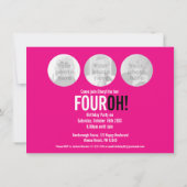 40e verjaardag VIER OH! foto roze retro landschap Kaart (Achterkant)