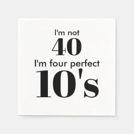 40e verjaardag vier perfecte zwarte tekst servet