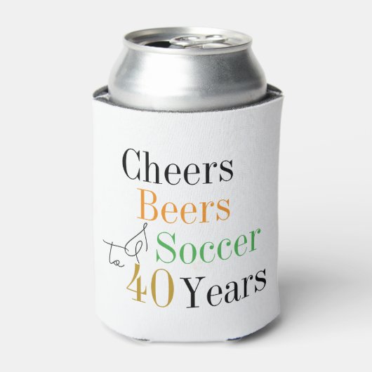 40e verjaardag Voetbal Cheers Beers Minimal Party Blikjeskoeler (Blikje Voorkant)