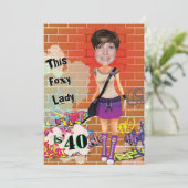 40e verjaardag vrouw Foxy Lady  🎉 Aangepaste foto Kaart (Staand voorkant)