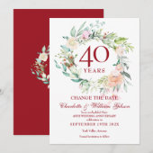 40e verjaardag Wijzig de datum Rozen Guirlande Kaart (Voorkant / Achterkant)