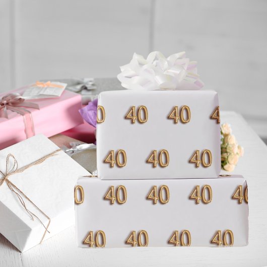 40e verjaardag wit goud cadeaupapier