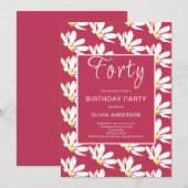 40e verjaardag Witte Floral Daisy Kaart (Voorkant / Achterkant)