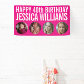 40e verjaardag witte roze vier fotocirkels banner (Insitu)