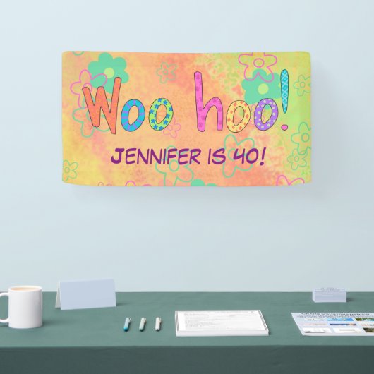 40e verjaardag WooHoo naam gepersonaliseerde banne Spandoek (Beurs)