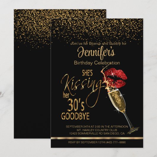 40e verjaardag - Ze kust haar 30's vaarwel Kaart (Voorkant / Achterkant)