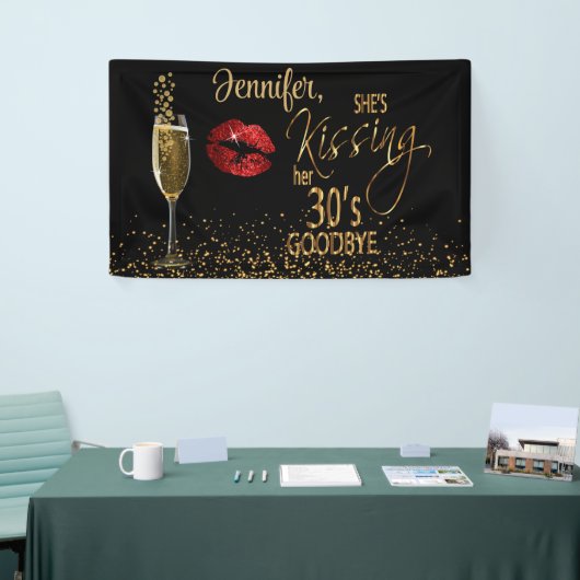 40e verjaardag - Ze kust haar 30's vaarwel Spandoek (Beurs)